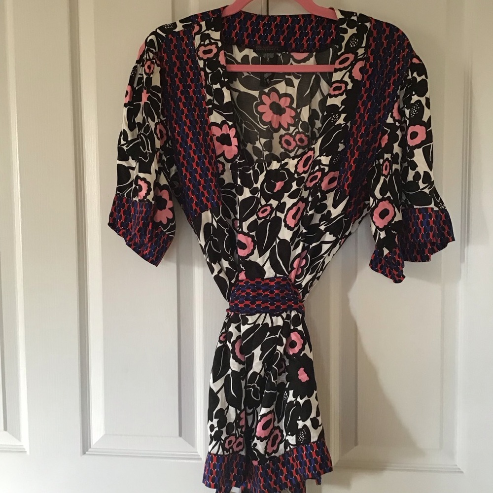 Custo Barcelona Black and Pink Patterned Blouse